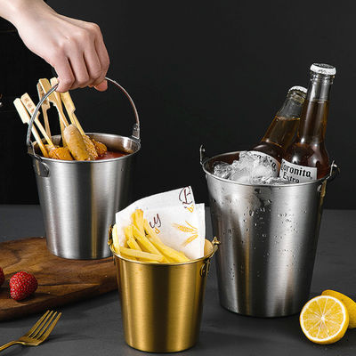 Balde de gelo metálico 1L de cerveja Balde de champanhe com alça para lanche e frango frito