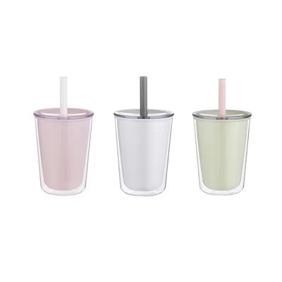 Garrafa de água de plástico portátil de parede dupla com canela Copo de bebidas de grande capacidade