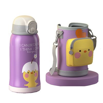 Flascas de vácuo Termoses Quentes Cartoon Aço inoxidável Bebês Garrafa de água com 3 tampas