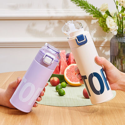 Flasco de vácuo de aço inoxidável de bela forma com copo reto e isolamento superior