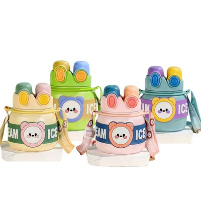 Produção Copo infantil Termos portátil 850ml garrafa de água de aço inoxidável com palha