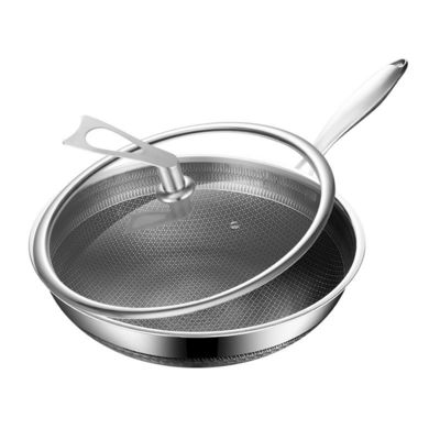 Sustentável 316 Wok de aço inoxidável 32cm 34cm tela de dois lados Honeycomb Cookware