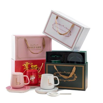 Logotipo personalizado 350ml Materiais Controle de temperatura cerâmica Smart Coffee Mug UBS Warmer Cup