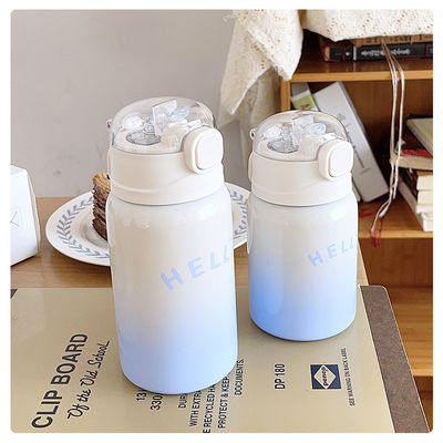 BPA Free Kids Flask Cute Design 350ml/450ml Bottle de água de aço inoxidável com tampa de palha
