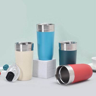 16oz Dupla parede Isolada de aço inoxidável Custom Logo Tumbler Cup Travel Mug com tampa