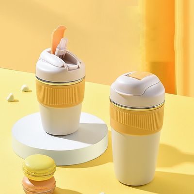 Logotipo personalizado 350ml 480ml 316 garrafa de água de aço inoxidável com tampa de silicone e palha