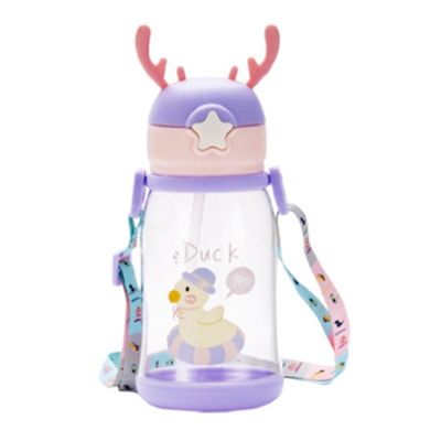 Capacidade grande Crianças Copo de água de palha Cartoon Verão 600ml com cor personalizada