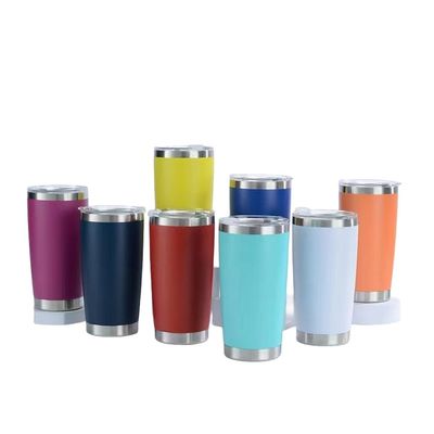 Tumbler revestido com pó 20oz de aço inoxidável de parede dupla Custom Travel Coffee Mug com tampa