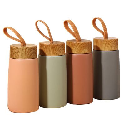 Amostra 280ML Copo de aço inoxidável de grãos de madeira para logotipo personalizado garrafa de água esportiva para crianças