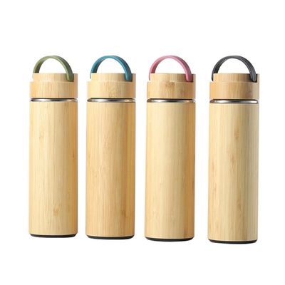 Logotipo personalizado Bamboo Thermos Flask Vacuum Bottle Isolado para Outdoor Business Gift