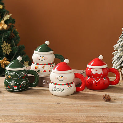 Mocas de café estilo americano Design moderno com caixa de presente festivo Carinhosos Papai Noel de bonecos de neve