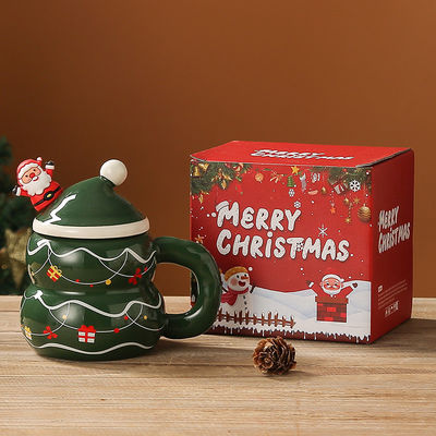Mocas de café estilo americano Design moderno com caixa de presente festivo Carinhosos Papai Noel de bonecos de neve