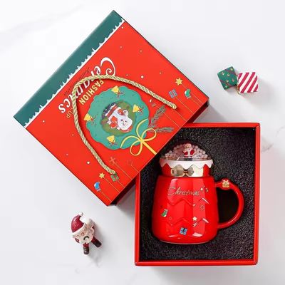 2024 Pretty Christmas Snowball Ceramic Mug Gift Set com todos os acessórios e Cute Mug
