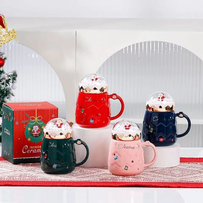 2024 Pretty Christmas Snowball Ceramic Mug Gift Set com todos os acessórios e Cute Mug