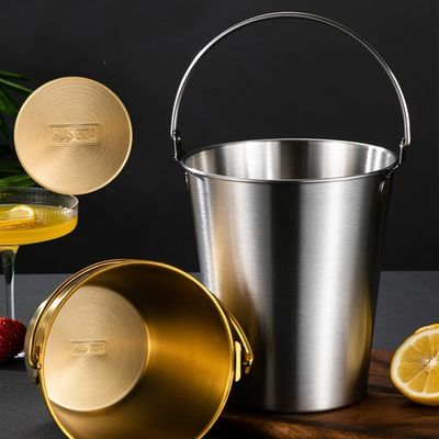 Balde de gelo metálico 1L de cerveja Balde de champanhe com alça para lanche e frango frito