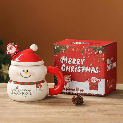 Homem de neve cerâmico sustentável Santa Copa de Natal de café em caixa de presente para festivais