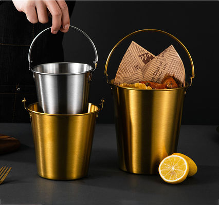 Balde de gelo metálico 1L de cerveja Balde de champanhe com alça para lanche e frango frito