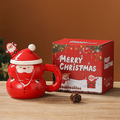Homem de neve cerâmico sustentável Santa Copa de Natal de café em caixa de presente para festivais