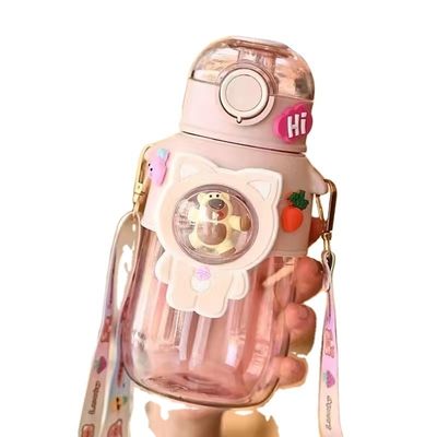 680ml PC PP Bebidas Desportos Urso Cartoon Crianças Outdoor Garrafa de Água de Plástico Com Palha