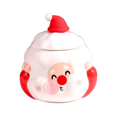 Logotipo personalizado Taça de cerâmica aceitável com tampa Cute Christmas Snowman Design 3 cores