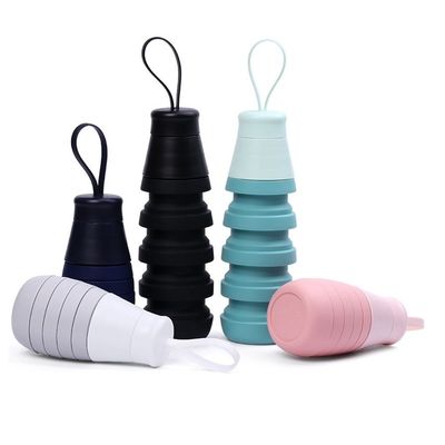 Garrafa de água de silicone dobrável de 500 ml à prova de vazamento livre de BPA ecológico para escola infantil