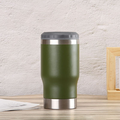 14 oz de latas frias multicoloridas, refrigerador de cerveja isolado a vácuo com design americano.