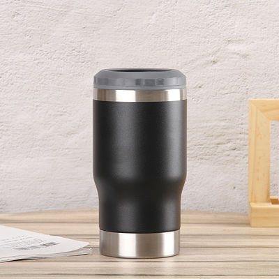 14 oz de latas frias multicoloridas, refrigerador de cerveja isolado a vácuo com design americano.