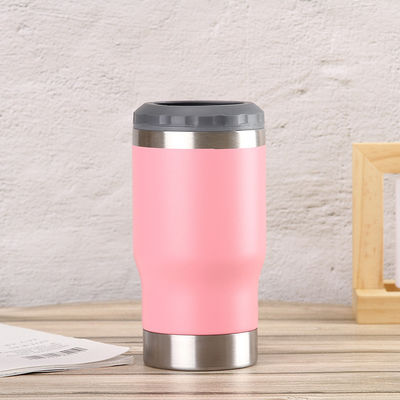 14 oz de latas frias multicoloridas, refrigerador de cerveja isolado a vácuo com design americano.
