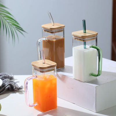 400 ml de copos quadrados para crianças com alça colorida recipiente tipo MUGS ocasião de volta à escola