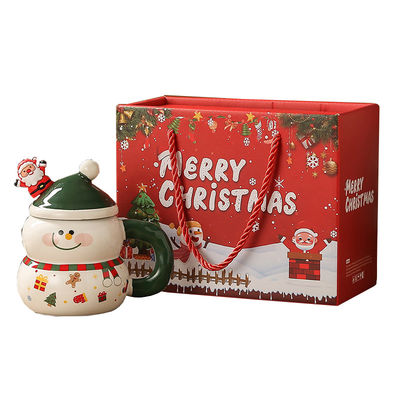 Homem de Neve festivo Papai Noel Copo de Café MANUAL Cerâmica Mike Mug com Festivals caixa de presente