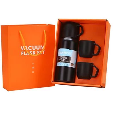 Conjunto de presentes de copos de água de isolamento de vácuo de aço inoxidável portátil com três tampas para viajantes