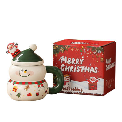 Quatro cores caixa de presente de Natal Homem de Neve Papai Noel Design Leite Taça de Café Taça com colher