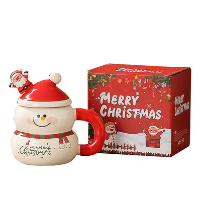 400 ml Capacidade Carinhosos bonecos de neve Papai Noel Café Natal Cerâmica Mike caneca com caixa de presente