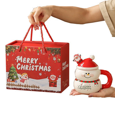 400 ml Capacidade Carinhosos bonecos de neve Papai Noel Café Natal Cerâmica Mike caneca com caixa de presente