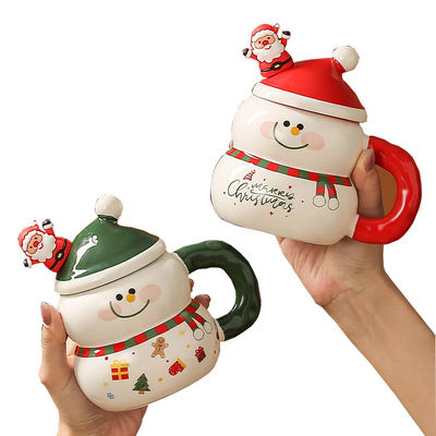 400 ml Capacidade Carinhosos bonecos de neve Papai Noel Café Natal Cerâmica Mike caneca com caixa de presente