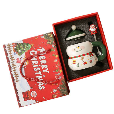 400 ml Capacidade Carinhosos bonecos de neve Papai Noel Café Natal Cerâmica Mike caneca com caixa de presente