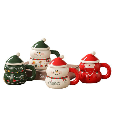 400 ml Capacidade Carinhosos bonecos de neve Papai Noel Café Natal Cerâmica Mike caneca com caixa de presente