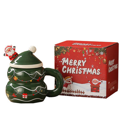 400 ml Capacidade Carinhosos bonecos de neve Papai Noel Café Natal Cerâmica Mike caneca com caixa de presente