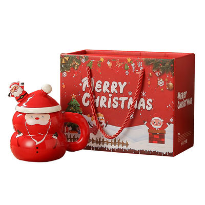 Cartoon Snowman Papai Noel Árvore de Natal Copo de Cerâmica de Água Copo de Natal Caixa de Presente