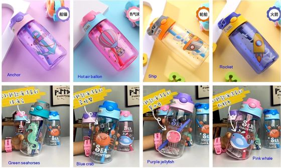 480ml Crianças Carinhosas Portáteis Impotentes Direitos Bebidas Garrafa de Água de Plástico Com Palha