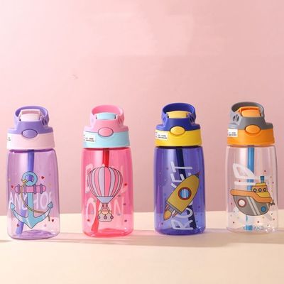 16OZ Crianças Carinhosas Portáteis Impotentes Direitos Bebidas Botão de Água de Plástico Com Palha