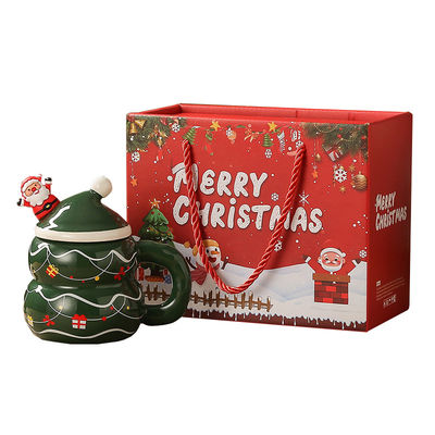 8.5x6.8cm Cerâmica Natal Design Leite Taça de Café Taça Com Caixa de Presente Papai Noel Snowman