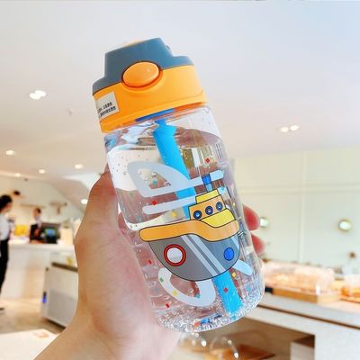 16OZ Crianças Carinhosas Portáteis Impotentes Direitos Bebidas Botão de Água de Plástico Com Palha