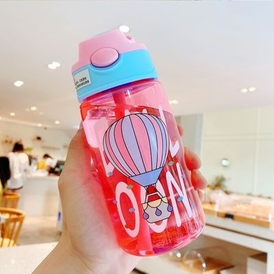 16OZ Crianças Carinhosas Portáteis Impotentes Direitos Bebidas Botão de Água de Plástico Com Palha