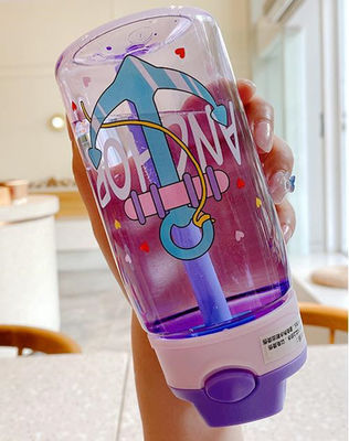 Garrafas de água potável para bebés revestidas de plástico anti-corrosão com logotipo e canudos personalizados