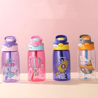 Garrafas de água potável para bebés revestidas de plástico anti-corrosão com logotipo e canudos personalizados