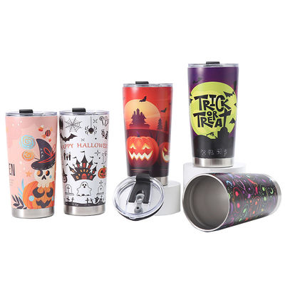 Copo de cerveja impresso em 3D de aço inoxidável 304 20oz Copo de termo do carro com design de Halloween