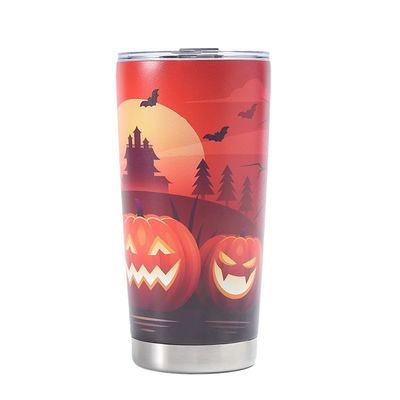 Copo de cerveja impresso em 3D de aço inoxidável 304 20oz Copo de termo do carro com design de Halloween