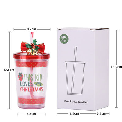 O sino de Natal mais popular Dupla camada de plástico BAP GRATUITO Copo de água potável de palha
