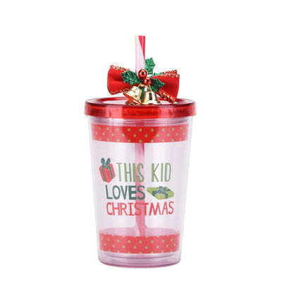 Reutilizável 10oz design bonito parede dupla acrílico transparente plástico de água tumblers com palha